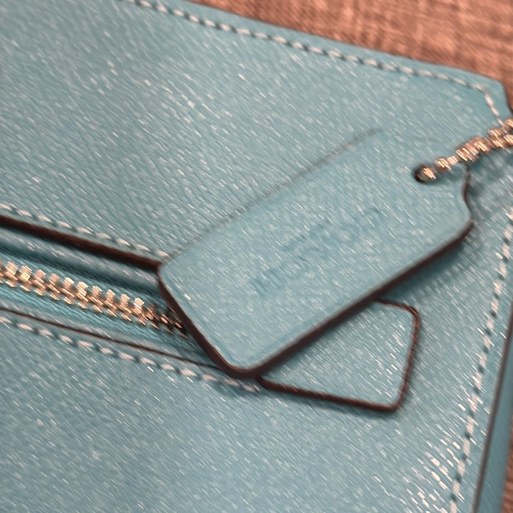 Coach Bag Teal Blue Leather Crossbody Bag with Silver Accents Hardware - Picture 15 of 17